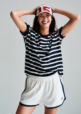 Penn&Ink N.Y - SUMMER LIMITED Stripe T-Shirt ecru-navy