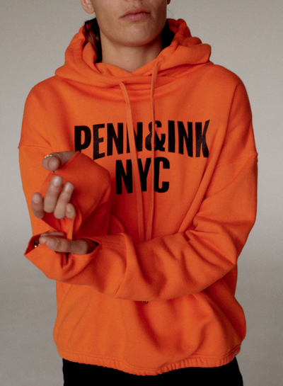 Penn&Ink N.Y - Hoodie print orange-blackish