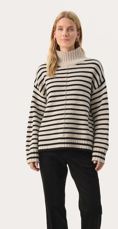 Part Two - Pullover French oak stripe / black stripe