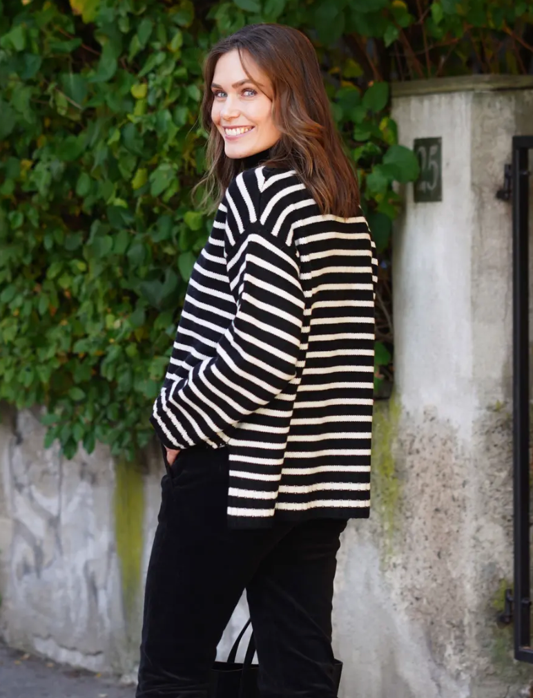 Part Two - Pullover French oak stripe / black stripe