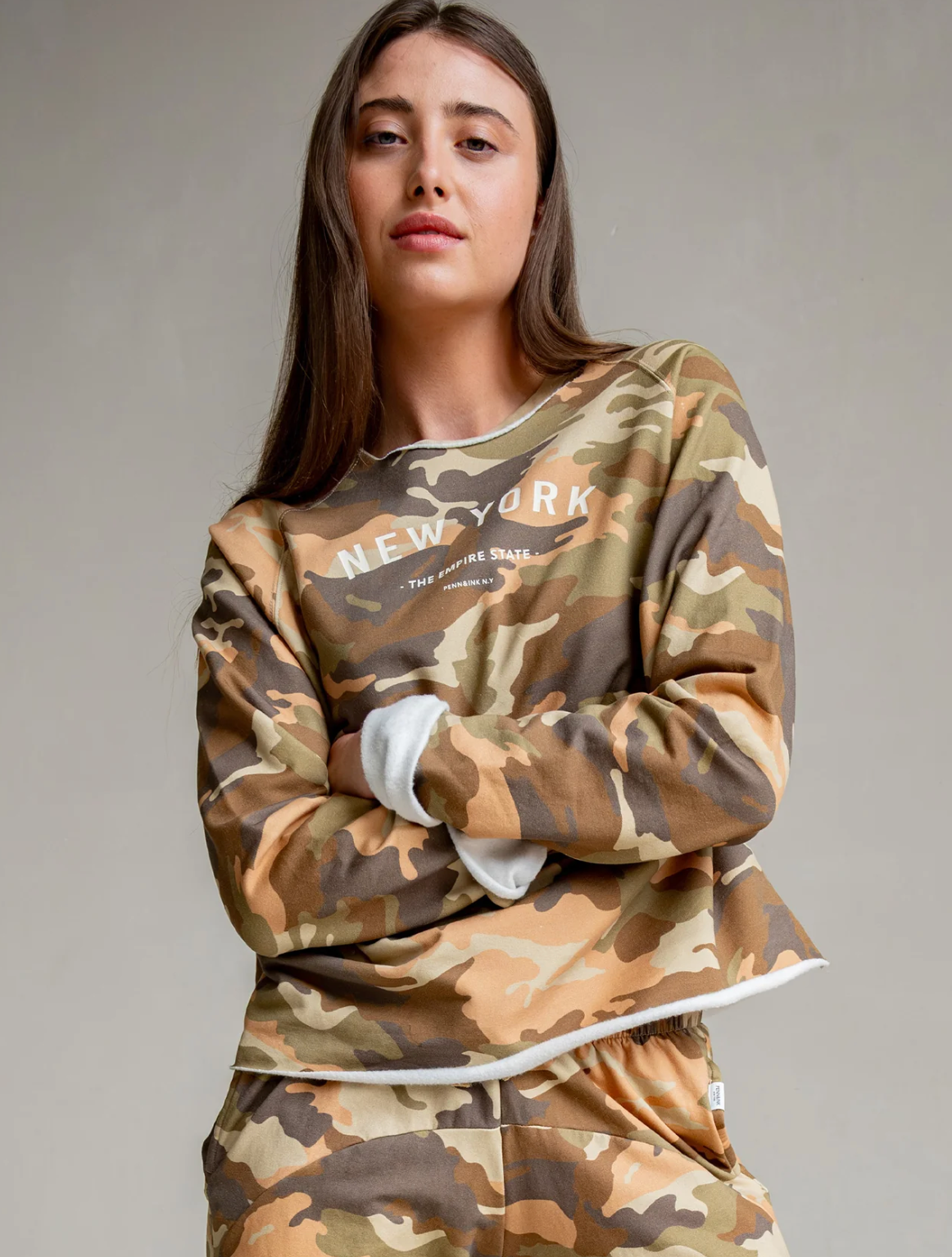 Penn&Ink N.Y - Sweater Print camouflage - white