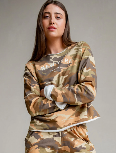 Penn&Ink N.Y - Sweater Print camouflage - white