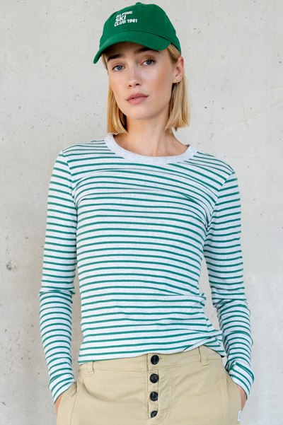 Penn&Ink N.Y - Limited Winter 2025 Longsleeve Stripe grey-melange green