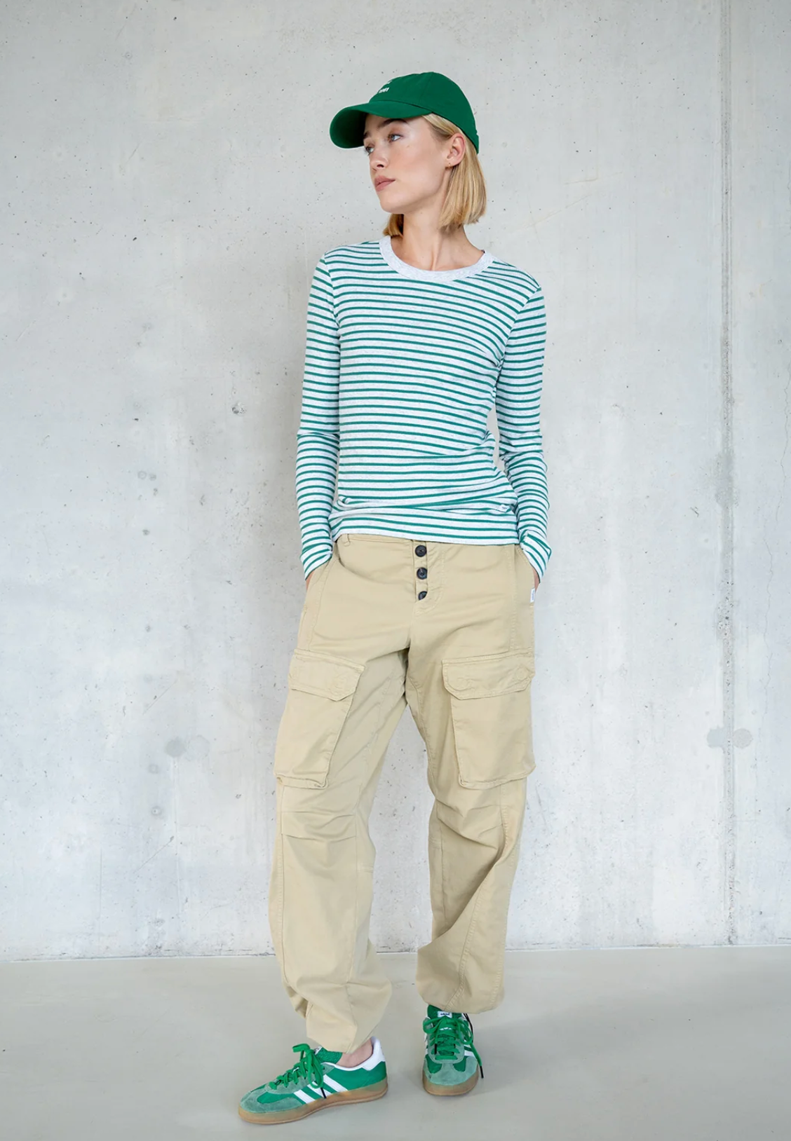Penn&Ink N.Y - Limited Winter 2025 Longsleeve Stripe grey-melange green
