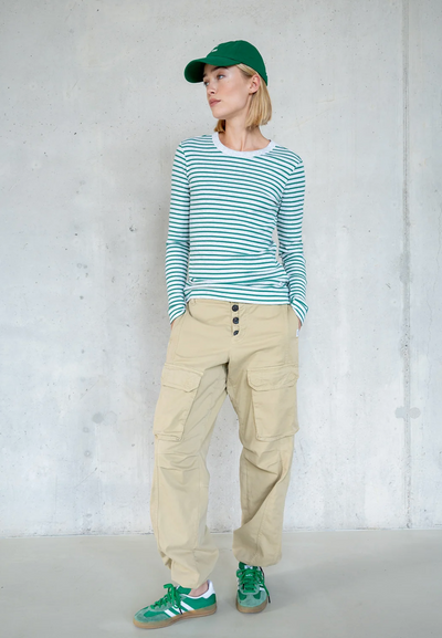 Penn&Ink N.Y - Limited Winter 2025 Longsleeve Stripe grey-melange green