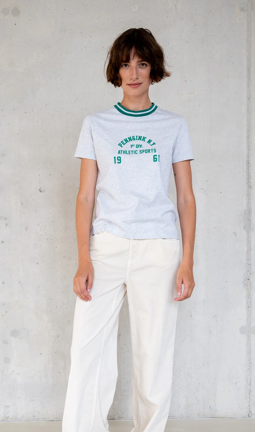 Penn&Ink N.Y - Limited Winter 2025 Shirt Print Grey melange - green