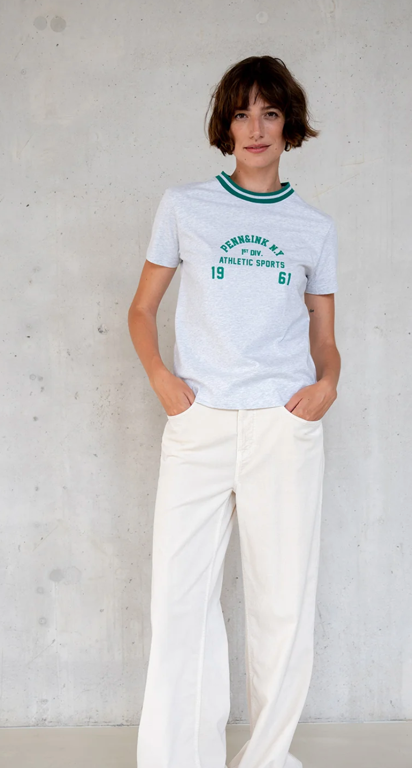 Penn&Ink N.Y - Limited Winter 2025 Shirt Print Grey melange - green