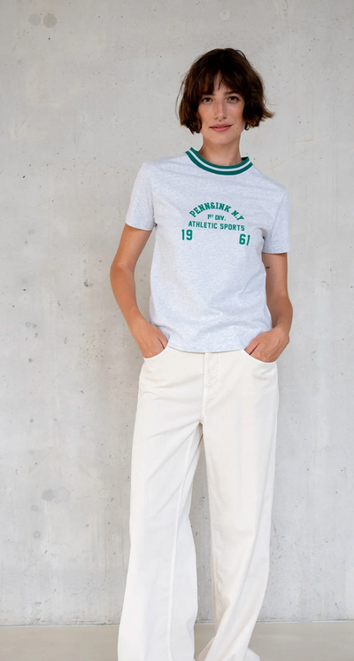 Penn&Ink N.Y - Limited Winter 2025 Shirt Print Grey melange - green