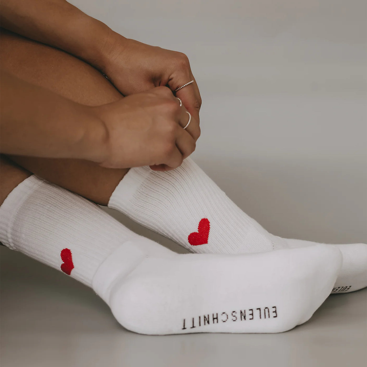 Eulenschnitt - Socken Herz Rot