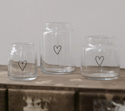Eulenschnitt - Vase aus Glas groß - Herz