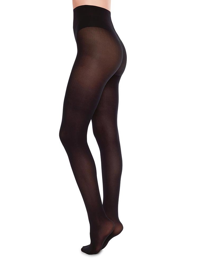 Swedish Stockings - NINA Pantyhose Fishbone - Black