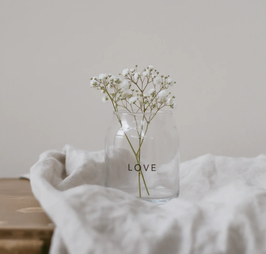 Eulenschnitt - Vase aus Glas klein - Love