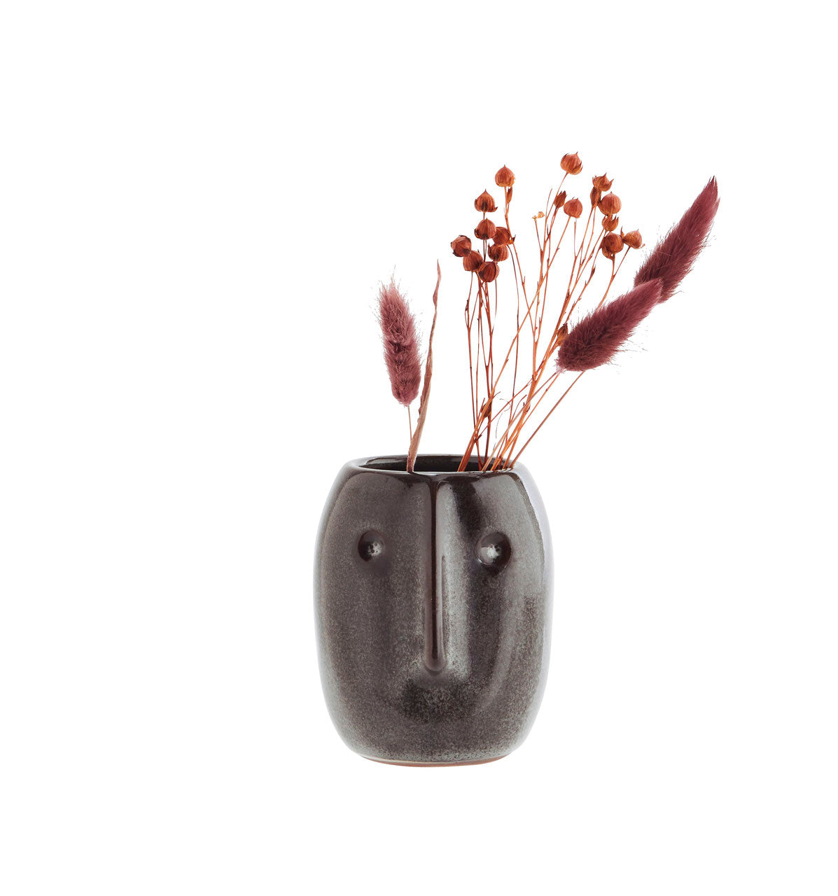 Madam Stoltz - kleine Vase mit Gesicht HY15321-10-B - Dark Petroleum